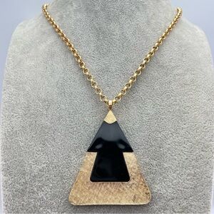 Sarah Coventry Black & Gold Geometric Statement Pendant Necklace